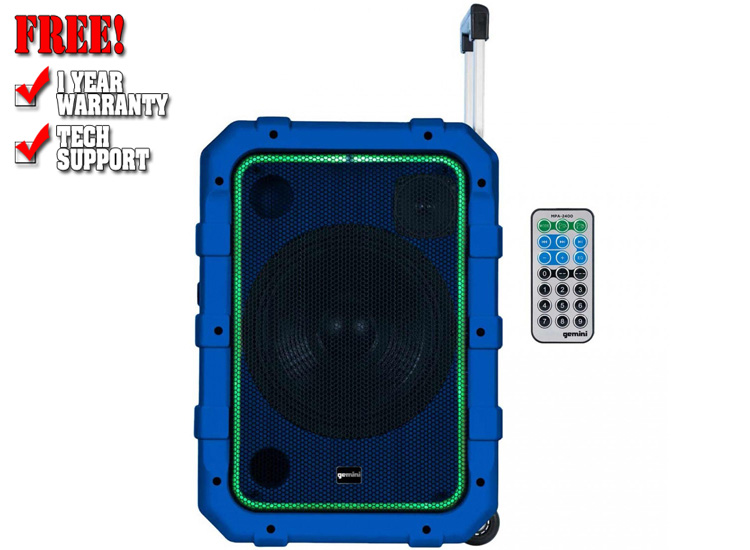 Gemini MPA-2400BLU Rechargeable Weather Resistant Trolley Speaker in Blue