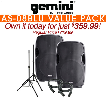 Gemini AS-08BLU 8-Inch Powered Bluetooth Loudspeaker 