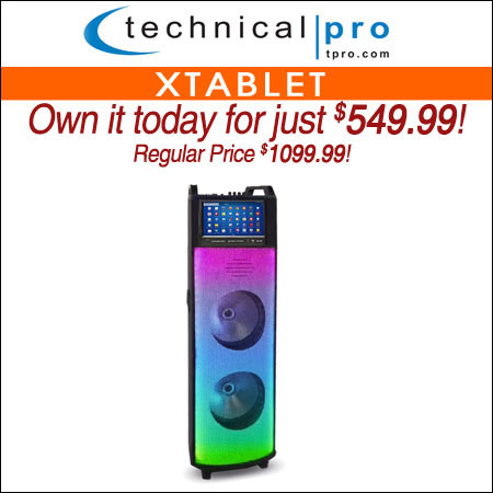 Technical Pro Bluetooth LED Tower Speaker with Disco Light Show & 12" Android TouchScreen