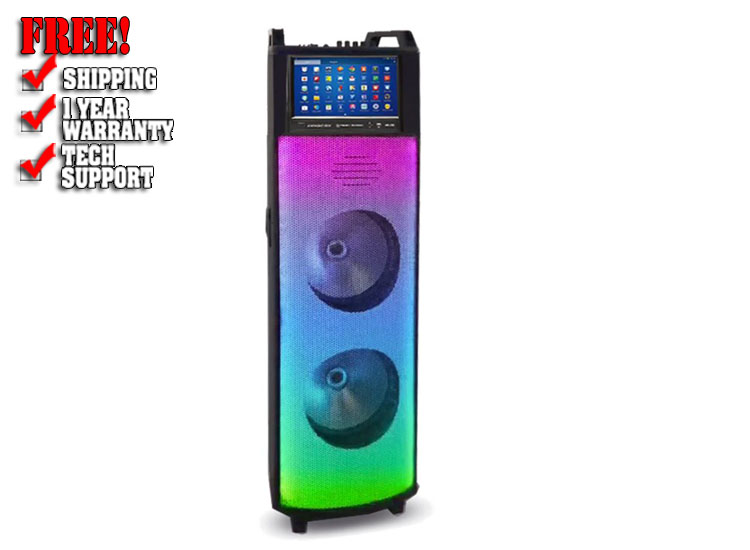 Bluetooth LED Tower Speaker with Disco Light Show & 12" Android TouchScreen