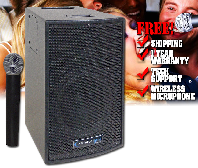 Technical Pro WASP 500 Portable PA System with Wireless Microphone