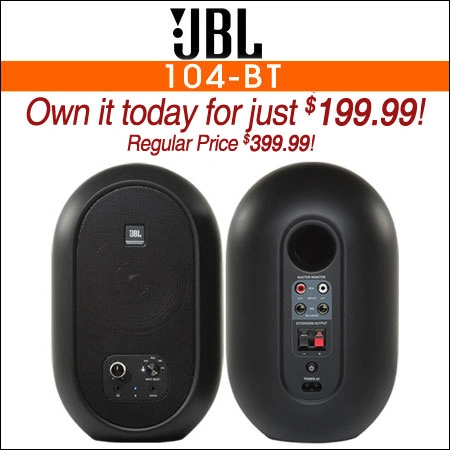 JBL 104-BT Bluetooth Compact Powered Desktop Speaker, Black, Pair