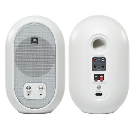JBL 104-BT Bluetooth Compact Powered Desktop Speaker, White, Pair
