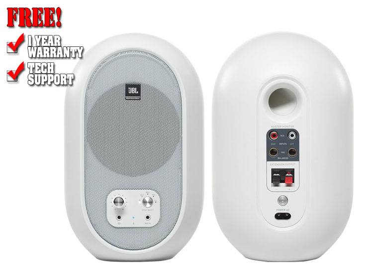 104-BT Bluetooth Compact Powered Desktop Speaker, White, Pair