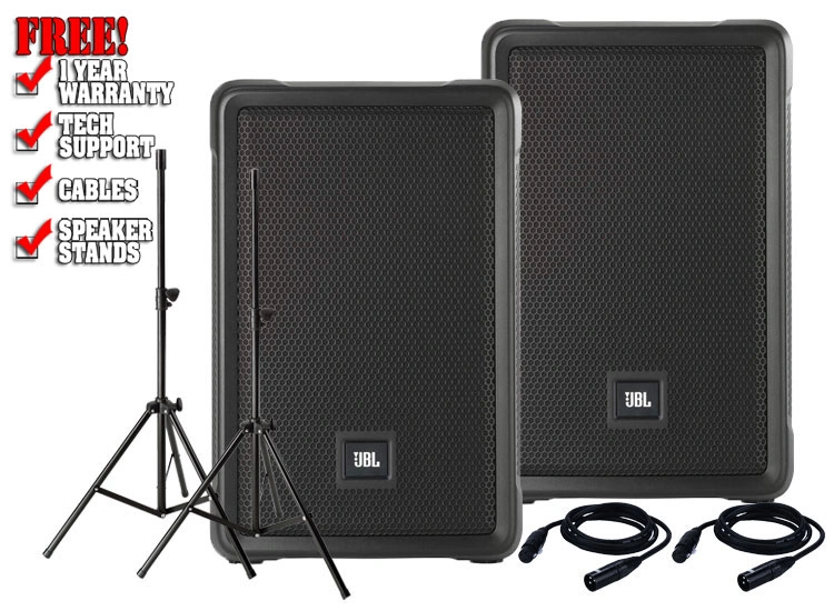 JBL IRX108BT 8-inch 1300W Powered Bluetooth PA Speaker Value Pack