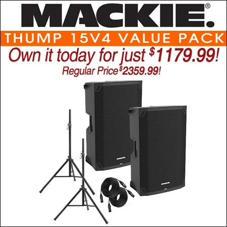 Mackie Thump 15v4 1400W 15-Inch Powered PA Speaker with Bluetooth & DSP Value Pack