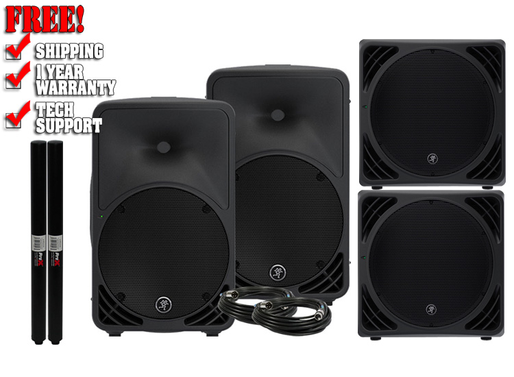 Mackie SRM350 V3 SRM1550 with Speaker Mount Poles DJ Speakers