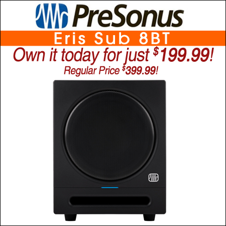 PreSonus Eris Sub 8BT Compact 8-inch, front-firing studio subwoofer with Bluetooth wireless