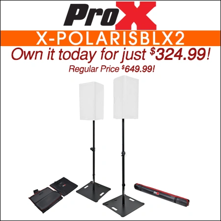 ProX X-POLARISBLX2 Speaker & Lighting Stand Pair