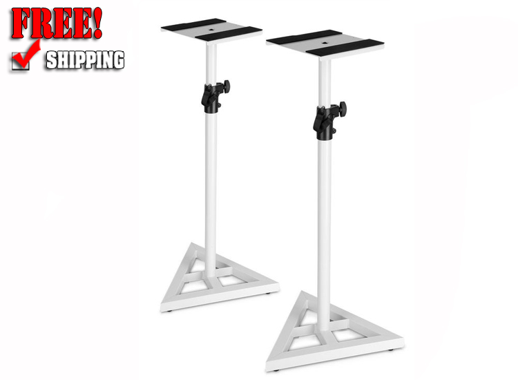 Technical Pro Professional Steel Triple Tripod Speaker Stand Pair White