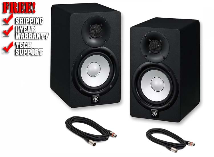 Yamaha HS5 Powered Studio Monitors Pair Black with XLR Cables Bundle