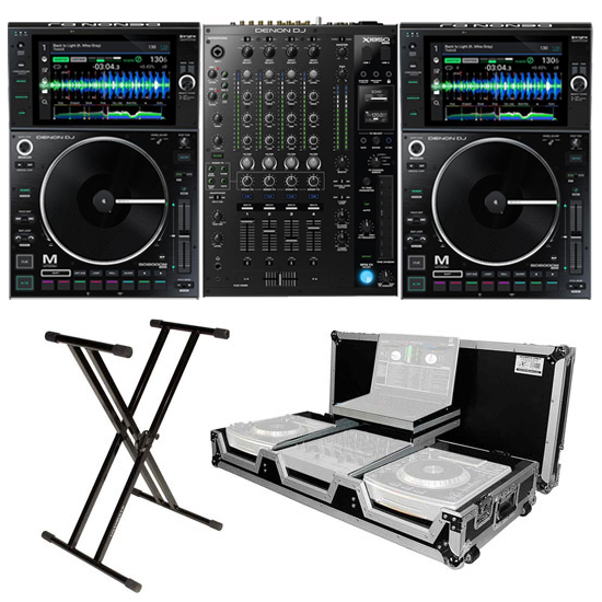 (2) Denon DJ SC6000M Prime Media Players and X1850 Prime 4-Channel Club Mixer with Coffin Case Pro DJ Package