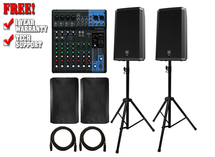 2) Electro-Voice ZLX-12P with Yamaha MG10XU Mixer Package | DJ 