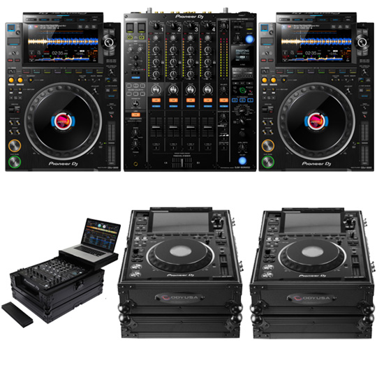 (2) Pioneer DJ CDJ-3000 & DJM-900 NXS2 with Odyssey FZ3000BL/FZGS12MX1XDBL Cases Bundle