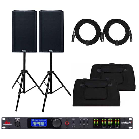 
(2) QSC K12.2 K2 Series Two-Way 12" Powered Speakers with DBX DriveRack PA2 Management System Package