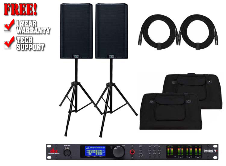 
(2) QSC K12.2 K2 Series Two-Way 12" Powered Speakers with DBX DriveRack PA2 Management System Package