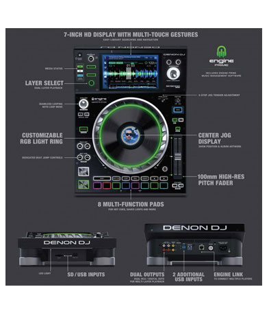 (2) Denon SC5000 Prime Media Players and X1800 Prime 4-Channel Club Mixer DJ Package