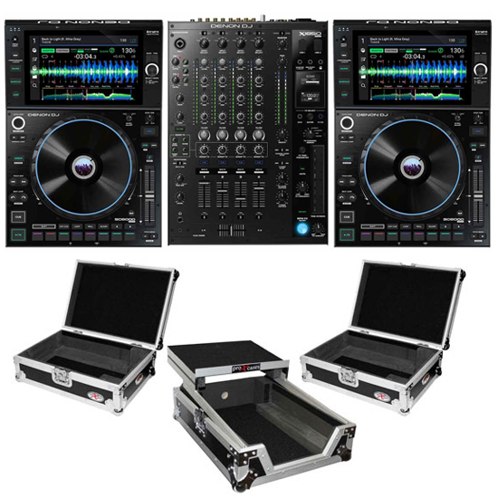 (2) Denon SC6000 Prime Media Players and X1850 Prime 4-Channel Club Mixer with ATA Cases Pro DJ Package