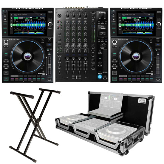 (2) Denon DJ SC6000 Prime Media Players and X1850 Prime 4-Channel Club Mixer with Coffin Case Pro DJ Package