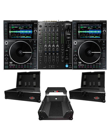(2) Denon SC6000M Prime Media Players and X1850 Prime 4-Channel Club Mixer with Black ATA Cases Pro DJ Package