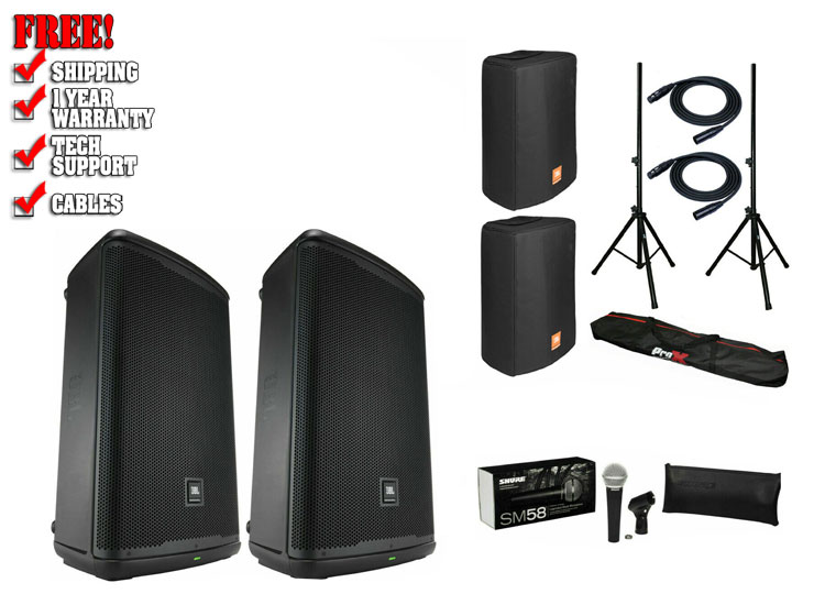 2x EON715 Speakers 2X EON715-CVR and SM58LC MIC
