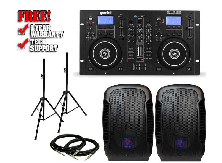 Gemini CDM-4000BT & Technical Pro Lion 15" Pack