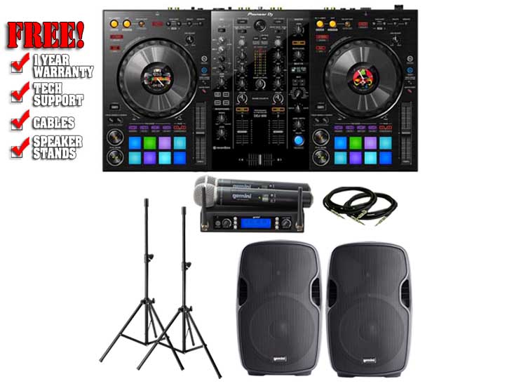 Pioneer DDJ 800 & Gemini AS-08P with Gemini UHF-6200M Pack