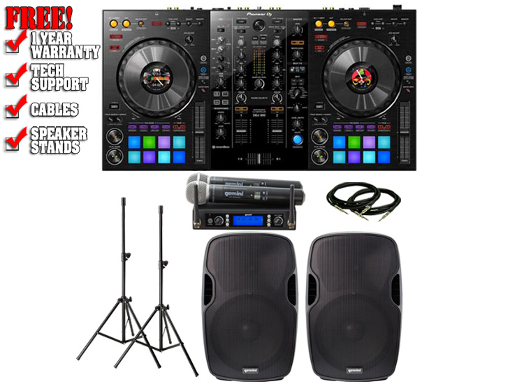 Pioneer DDJ 800 & Gemini AS-15P with Gemini UHF-6200M Pack