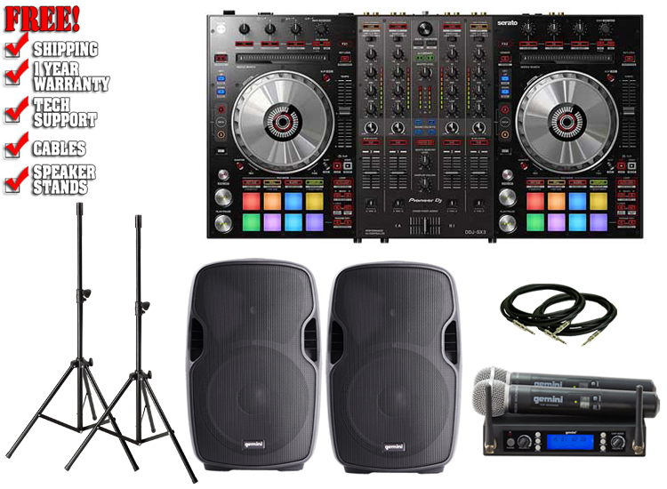 Pioneer DDJ-SX3 Gemini AS-08P and UHF-6200M Pack