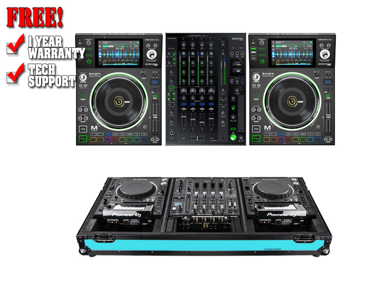 Denon DJ SC5000M X1800 Mixer Odyssey FFX12CDJWXDBL Coffin Bundle