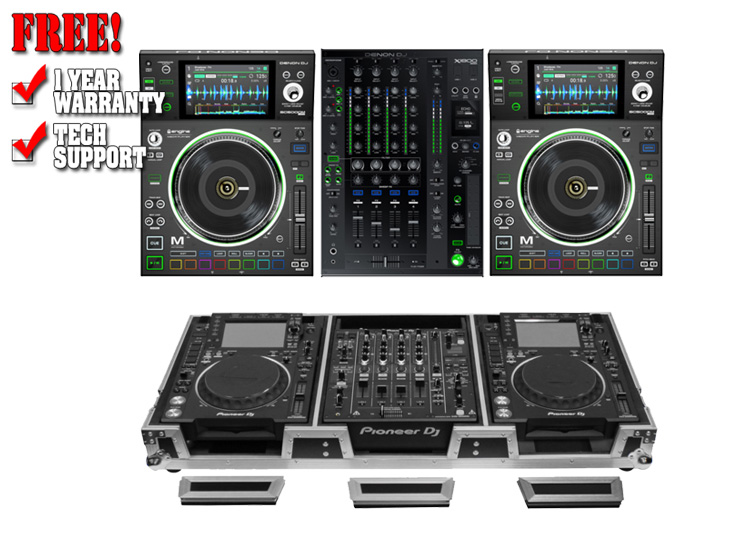 Denon DJ SC5000M X1800 Mixer Odyssey FZ12CDJWXD Coffin Bundle