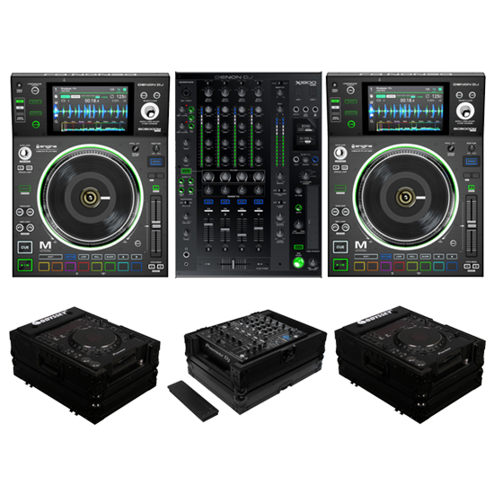 Denon DJ SC5000M X1800 Mixer Odyssey FZCDJBL & FZ12MIXXDBL Cases Bundle