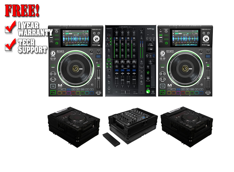 Denon DJ SC5000M X1800 Mixer Odyssey FZCDJBL & FZ12MIXXDBL Cases Bundle