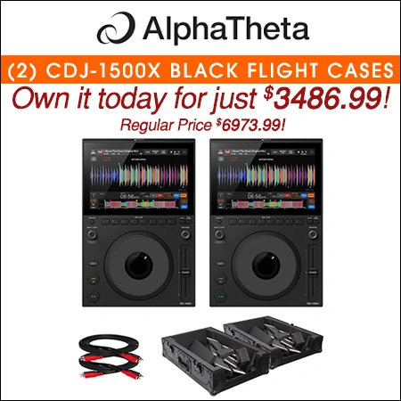 AlphaTheta CDJ-1500X 2-Pack with Black Flight Cases