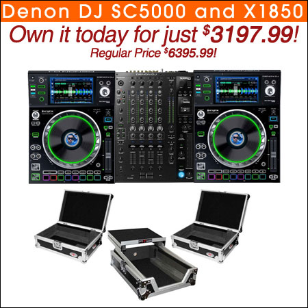 (2) Denon SC6000M PRIME Media Players and X1850 Prime 4-Channel Club Mixer with ATA Cases Pro DJ Package