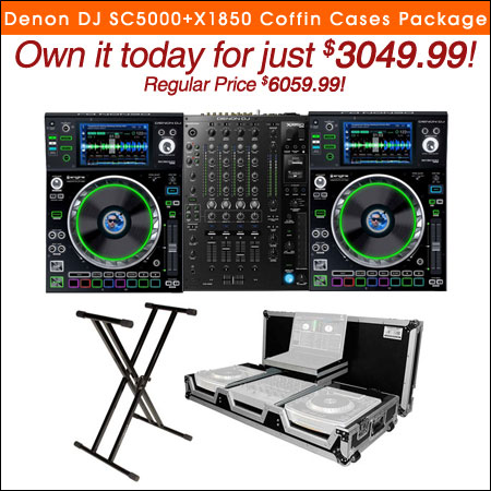 (2) Denon DJ SC6000M Prime Media Players and X1850 Prime 4-Channel Club Mixer with Coffin Case Pro DJ Package