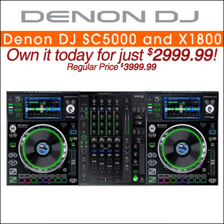 (2) Denon DJ SC5000 Prime Media Players and X1800 Prime 4-Channel Club Mixer