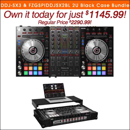  PIONEER DJ DDJ-SX3 + ODYSSEY FZGSPIDDJSX2BL 2U BLACK CASE BUNDLE 