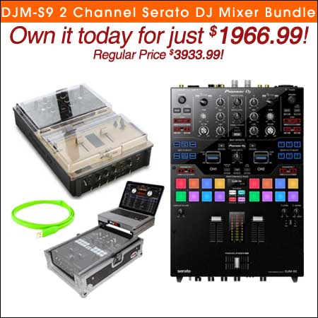  PIONEER DJ DJM-S9 2 Channel Serato DJ Mixer + Flight Case + Decksaver Cover + USB Cable Bundle 