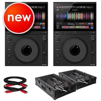 AlphaTheta CDJ-1500X 2-Pack with Black Flight Cases