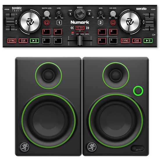 Numark DJ2GO2 Touch and Mackie CR3 Studio Monitors Package
