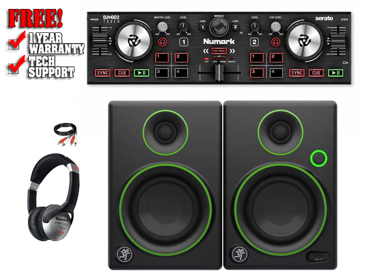 Numark DJ2GO2 Touch and Mackie CR3 Studio Monitors Package