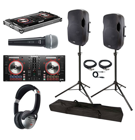 Numark MixTrack Pro 3 Controller and Gemini AS-15P Powered Speakers DJ Package