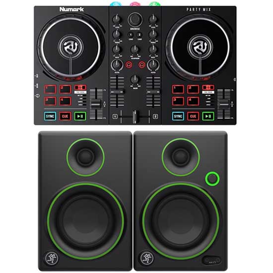Numark Party Mix II and Mackie CR3 Studio Monitors Package