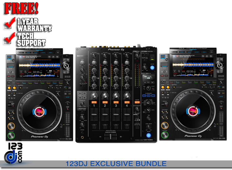 (2) Pioneer DJ CDJ-3000 & Pioneer DJ DJM-750MK2 Bundle