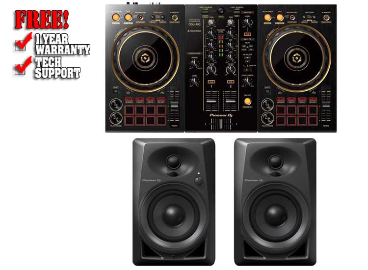 Pioneer DDJ-400-N Gold and DM-40 Black Pack | DJ Packages