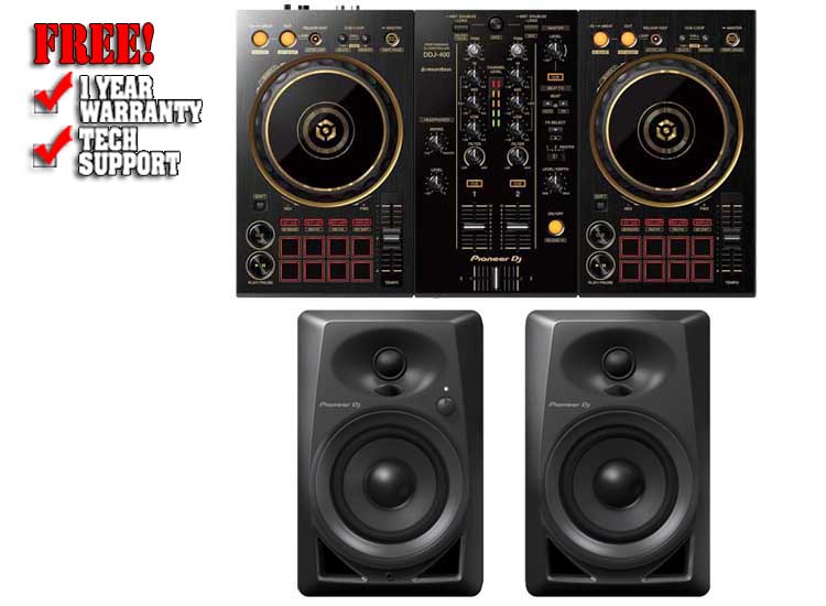 Pioneer DDJ-400-N Gold and DM-40 Black Pack