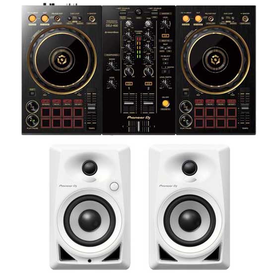 Pioneer DDJ-400-N Gold and DM-40 White Pack