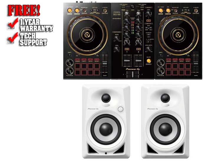 Pioneer DDJ-400-N Gold and DM-40 White Pack