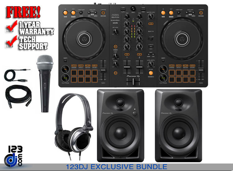 Pioneer DDJ-FLX4 and Pioneer DM-40 Black Package